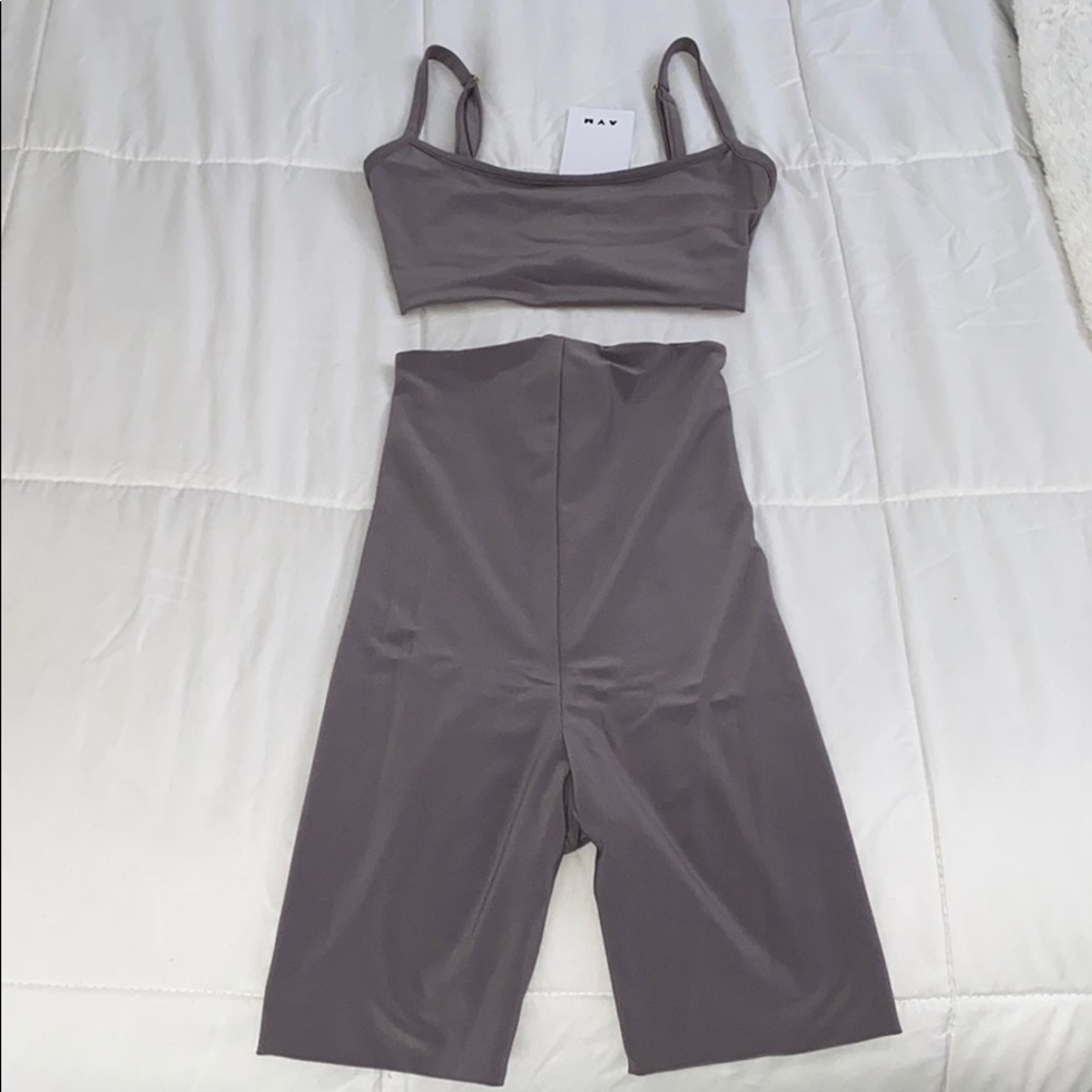 AYM two piece set. Biker shorts Crop Top